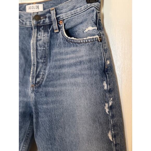 AGOLDE Riley High Rise Straight Leg Crop Distressed Jeans Size 25 - Picture 8 of 11